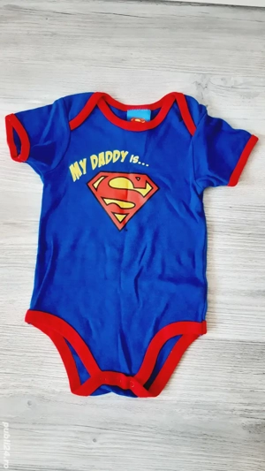 Body din Bumbac, Albastru, My Daddy is SUPERMAN, 80-86cm