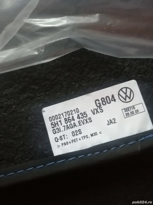 Presuri originale textil de vara Volkswagen VW R-Line, cusatura albastra - imagine 2