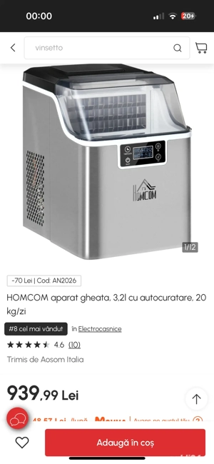 Masina cuburi gheata afisaj digital