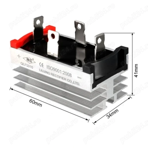 Punte Redresoare Monofazata 50A 1200V cu Radiator   Punte de Diode cu 4 Diode pentru Redresare AC-DC - imagine 5