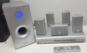 Hitachi HTD 160 sistem complet amplificator receiver dvd 5.1 boxe subwoofer telecomanda cabluri