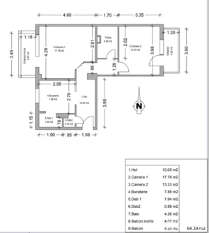 2 cam centrala proprie etaj intermediar zona Bucovina - imagine 6