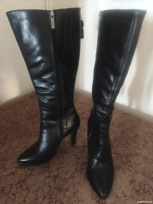 Cizme negre din piele