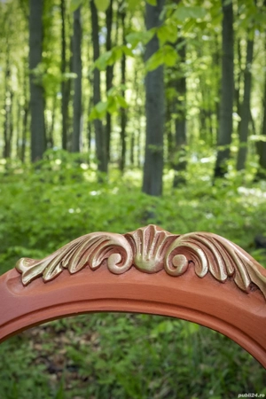 Scaun lemn, reinterpretat, cu tapiterie noua - imagine 3