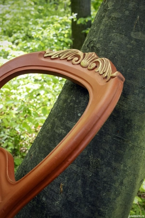 Scaun lemn, reinterpretat, cu tapiterie noua - imagine 4