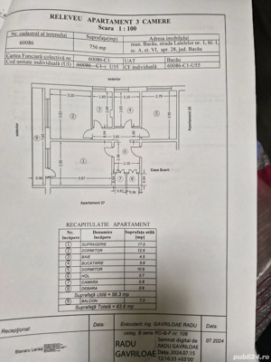Apartament 3 camere Lalelelor   Bacău, 60.000   negociabil