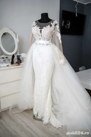 Rochie mireasa + trena detasabila + voal (Model pe comanda - Deosebit) - imagine 2