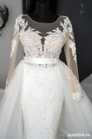 Rochie mireasa + trena detasabila + voal (Model pe comanda - Deosebit) - imagine 4