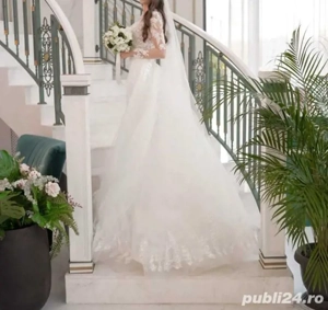 Rochie mireasa + trena detasabila + voal (Model pe comanda - Deosebit) - imagine 3