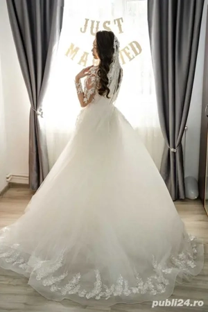 Rochie mireasa + trena detasabila + voal (Model pe comanda - Deosebit)