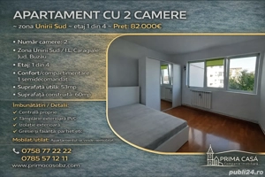 Apartament cu 2 camere   zona Unirii Sud   etaj 1 din 4   Pret: 82.000   