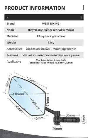 Oglinda pliabila rotativa lentilă antiorbire dop bicicleta ghidon mtb trotineta cursiera semicursier - imagine 5