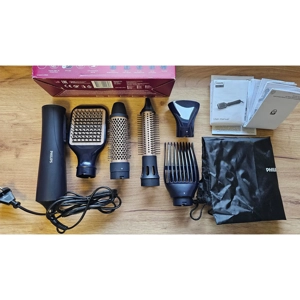 Perie cu aer cald Philips Seria 5000 BHA530 00, 1000W - accesorii si husa incluse