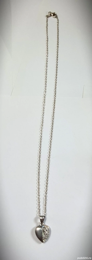 Lantisor cu medalion inima (ambele din argint) - imagine 2