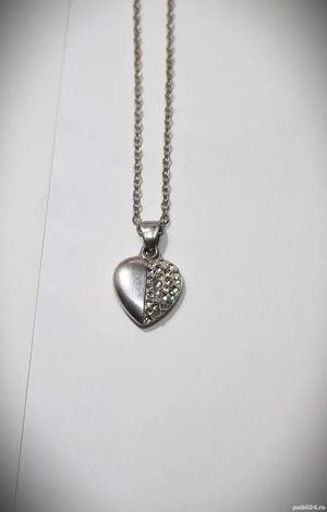 Lantisor cu medalion inima (ambele din argint) - imagine 3