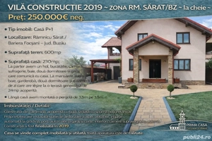 Vila constructie 2019   zona Rm. Sarat BZ   la cheie   Pret: 250.000  neg. 