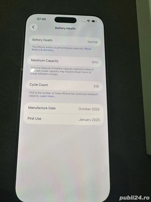 Vând iPhone 16 Pro Max, 256GB, în Garanție, în stare impecabilă,