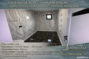 Casa noua 2025   Comuna Stalpu   100mp utili si teren 400mp   finisaje moderne   Pret: 99.000  neg. 