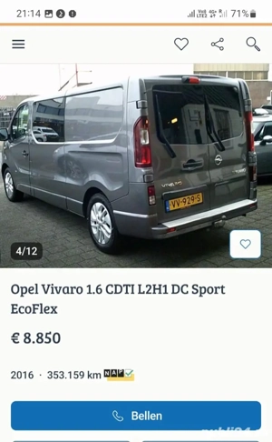 Opel vivaro 2016 cu 5 locuri 140 cp varianta cea mai lunga  - imagine 2