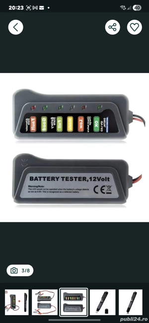 Tester diagnoza baterie/alternator auto 12V + CADOU - imagine 3