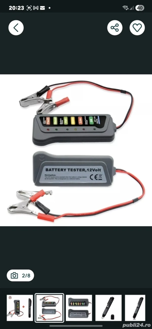 Tester diagnoza baterie/alternator auto 12V + CADOU - imagine 2