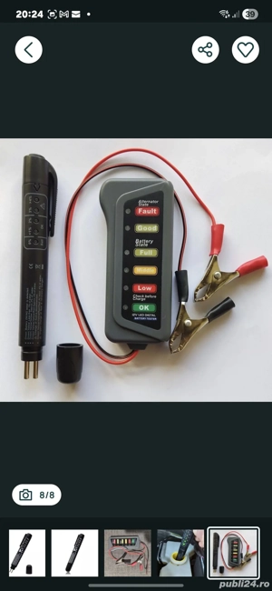 Tester diagnoza baterie/alternator auto 12V + CADOU - imagine 4