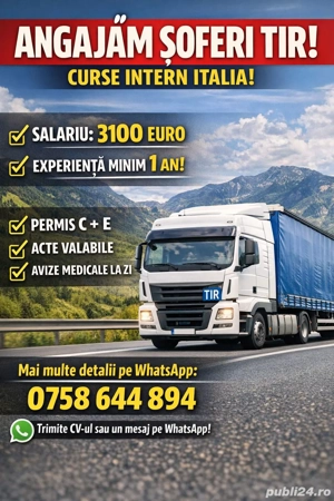 Angajam soferi tir- prelata ( intern italia)