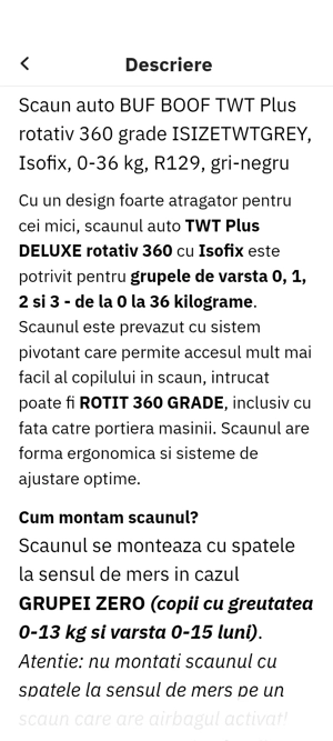 Scaun copil pentru masina 360  , cu isofix - imagine 4