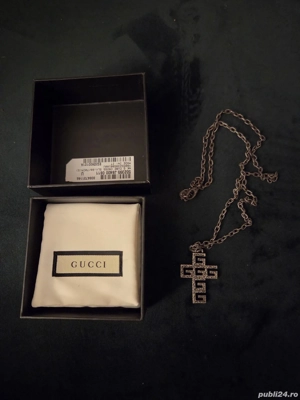 Lănțișor cu ornament cruce GUCCI, Argint 925, original MADE IN ITALY