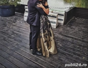 Vând rochie lungă de ocazie (negru-auriu)