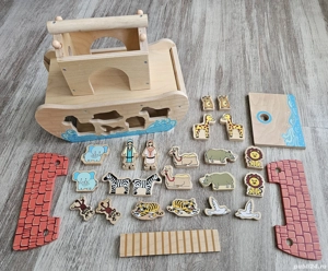 Jucărie din lemn Mentari, Arca lui Noe, Montessori, ca nou, cu cutie