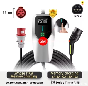 Incarcator masina electrica statie incarcare trifazica trifazata 11 kw 22 kw si priza normala - imagine 2