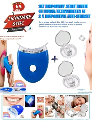 Set dispozitiv albit dintii si 2 x dispozitive anti-sforait