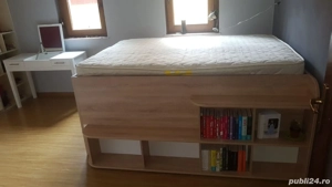 Pat dormitor tineret la semi-inaltime - loc biblioteca 