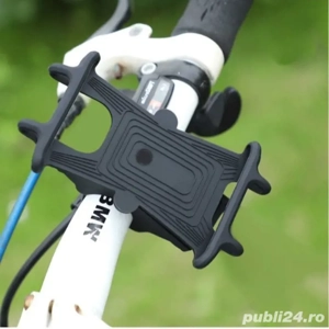 Suport smartphone telefon ghidon bicicleta trotineta soft silicon 360  - imagine 3
