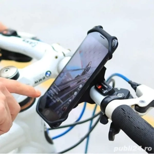 Suport smartphone telefon ghidon bicicleta trotineta soft silicon 360  - imagine 4
