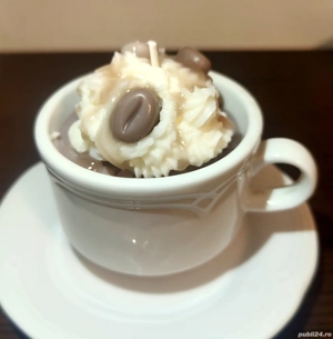 Lumanarea ceasca cafea mica cu farfurie