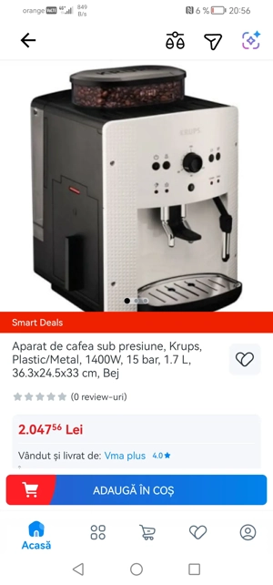 Aparat de cafea sub presiune Krups 1400w 15 bar 