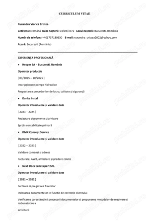Operare calculator, secretariat administrativ, variante - Caut loc de munca