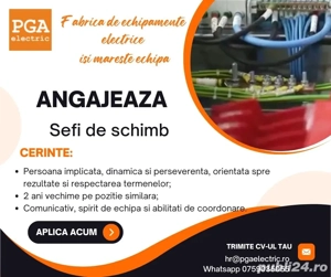 PGA Electric -Fabrica de Echipamente Electrice -angajeaza Sefi de schimb