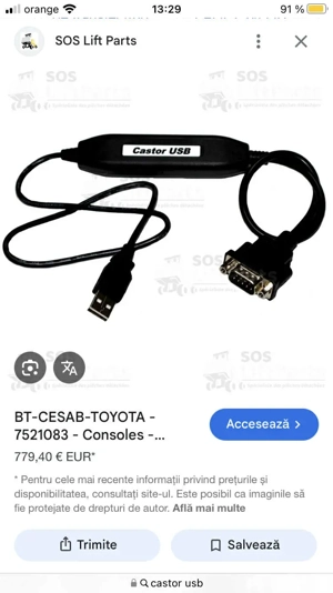 Îți ofer  echipamente de diagnostic BT TOYOTA CESAB - un disc cu software TRUCKCOM și un adaptor de