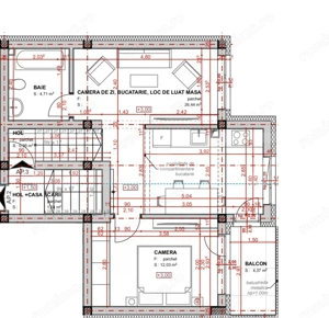 Apartament semifinisat, cu 2 camere, 44mp, balcon, in Apahida - imagine 4