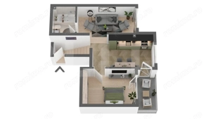 Apartament semifinisat, decomandat cu 2 camere, 44mp, in Apahida