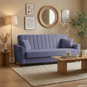 Canapea extensibila Diana Soft, 3 locuri, gri închis, ladă depozitare, 227*85*97