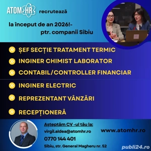 Atom HR angajează personal pentru mai multe companii din Sibiu