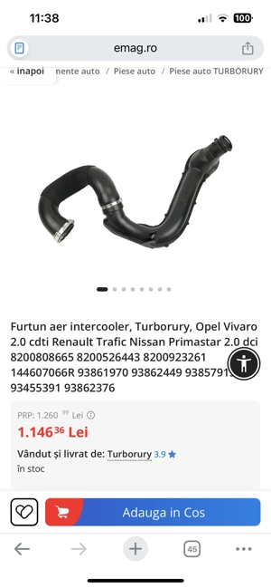 Furtun presiune intercooler turbo Vivaro 