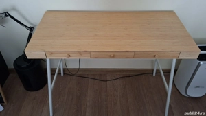Birou bambus și oțel IKEA, LILL SEN, 102x49 cm