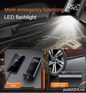 Pompa aer auto USB cu acumulator si lanterna diverse intrebuintari - imagine 2