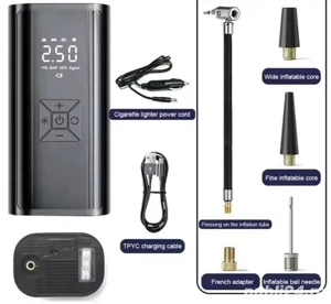 Pompa aer auto USB cu acumulator si lanterna diverse intrebuintari