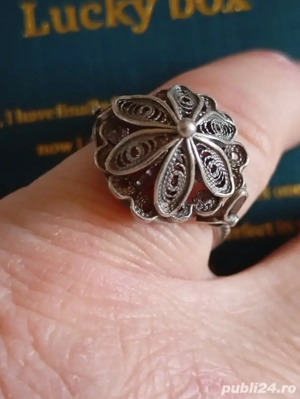 inel de dama din argint 15 grame model celtic cu turcoaz si cristale swarosky rosi - imagine 2